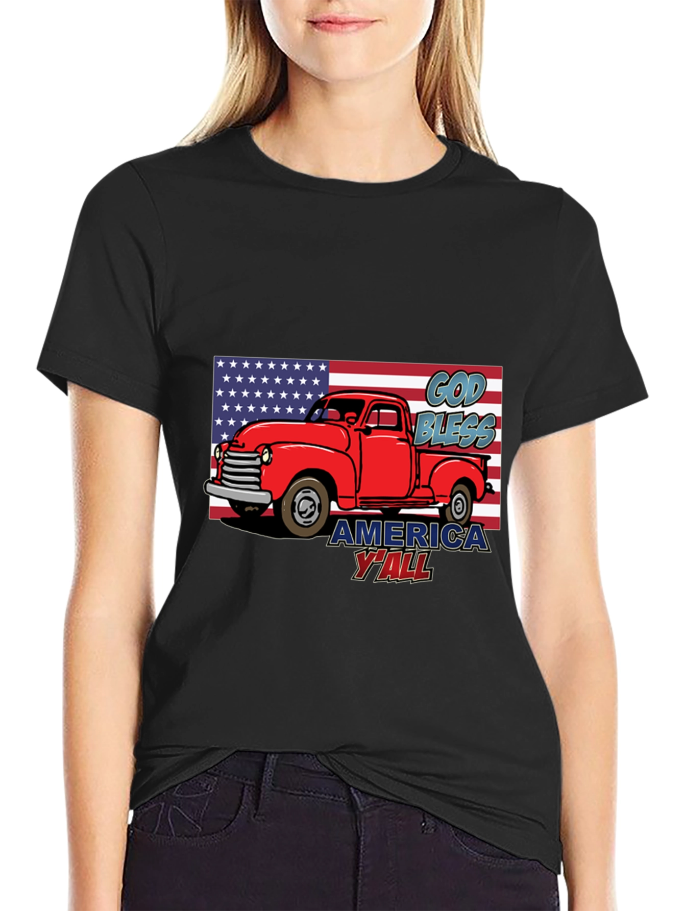 God Bless America Yall Truck Graphic Tee