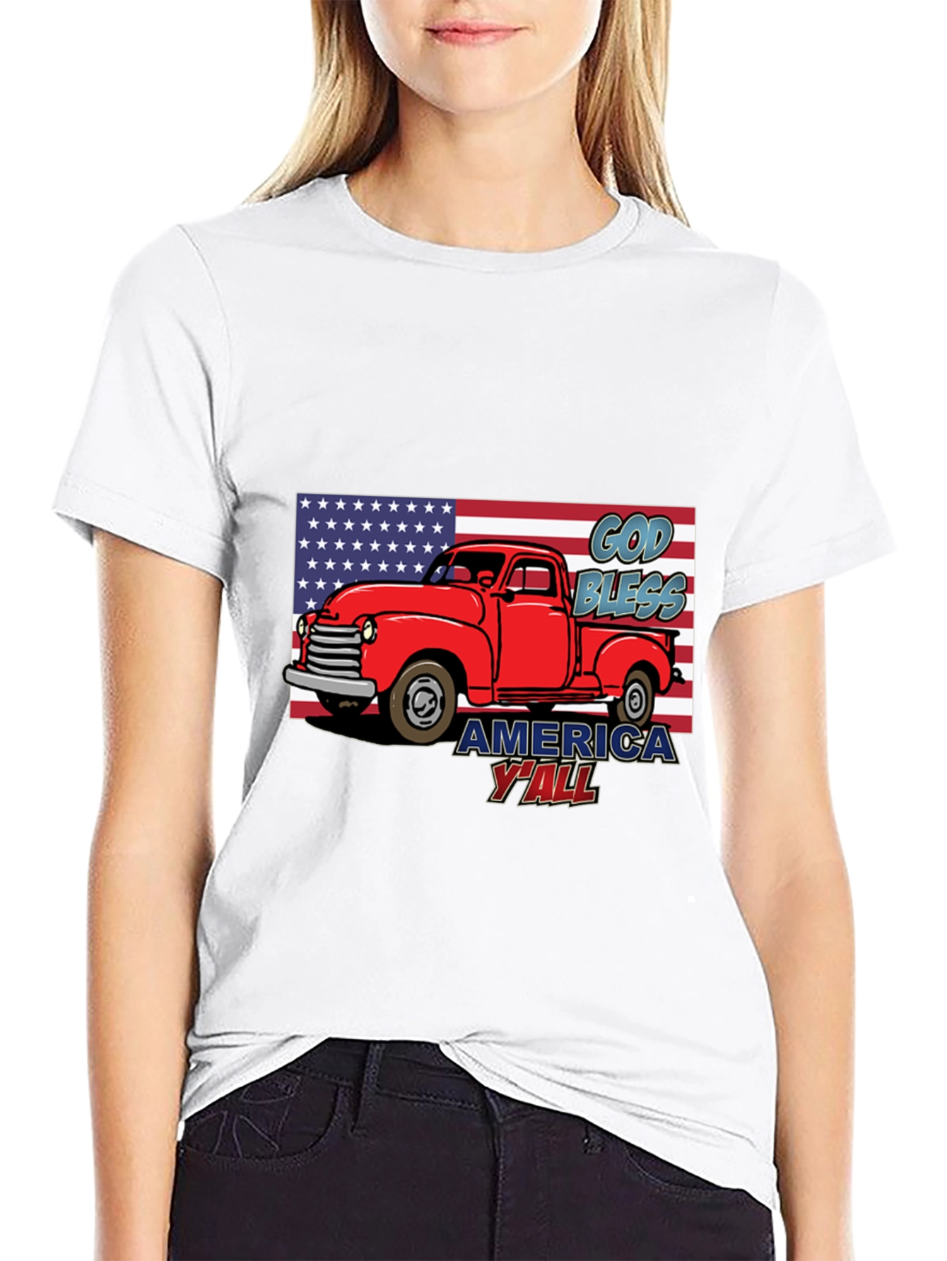 God Bless America Yall Truck Graphic Tee