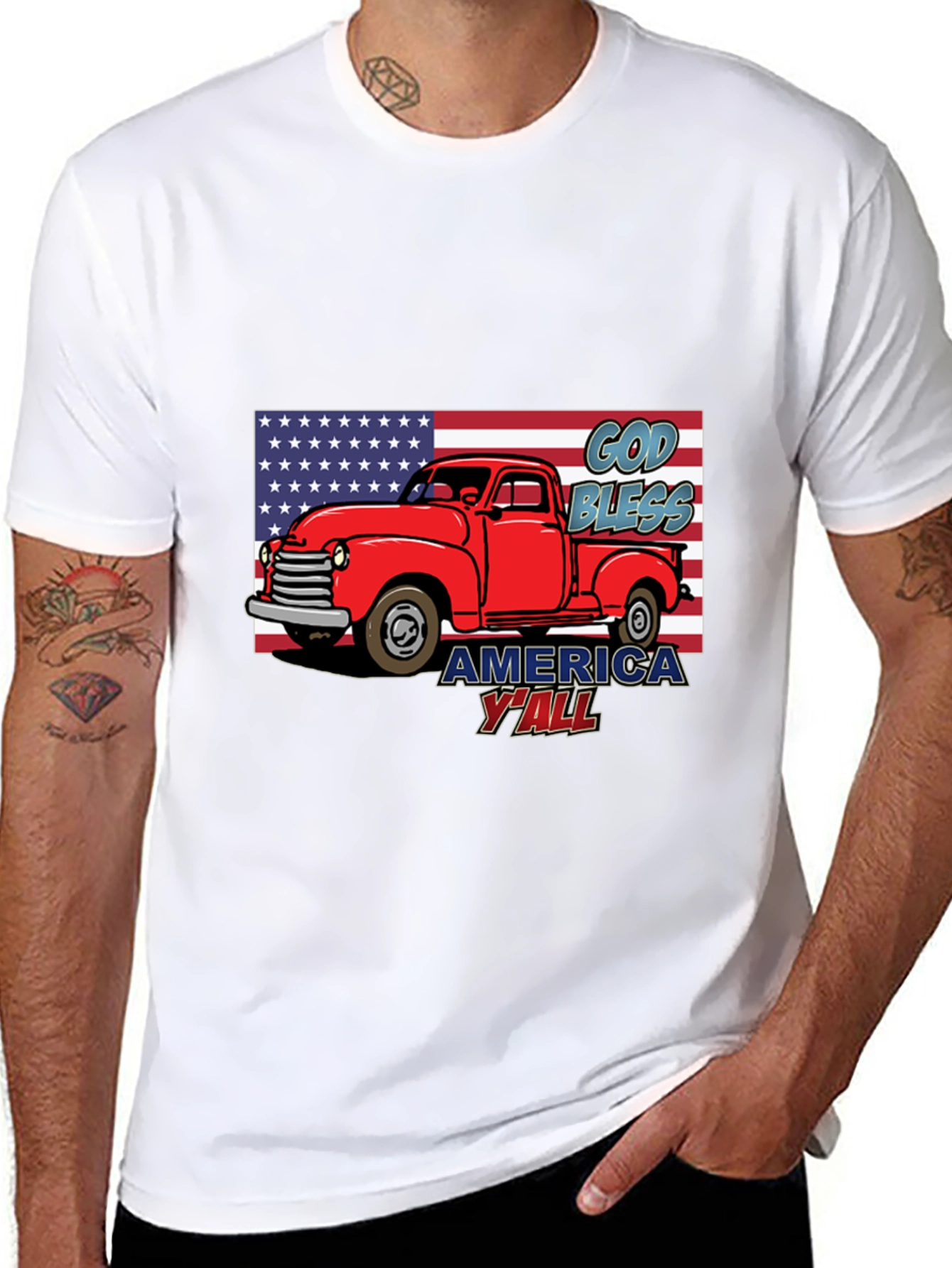 God Bless America Yall Truck Graphic Tee
