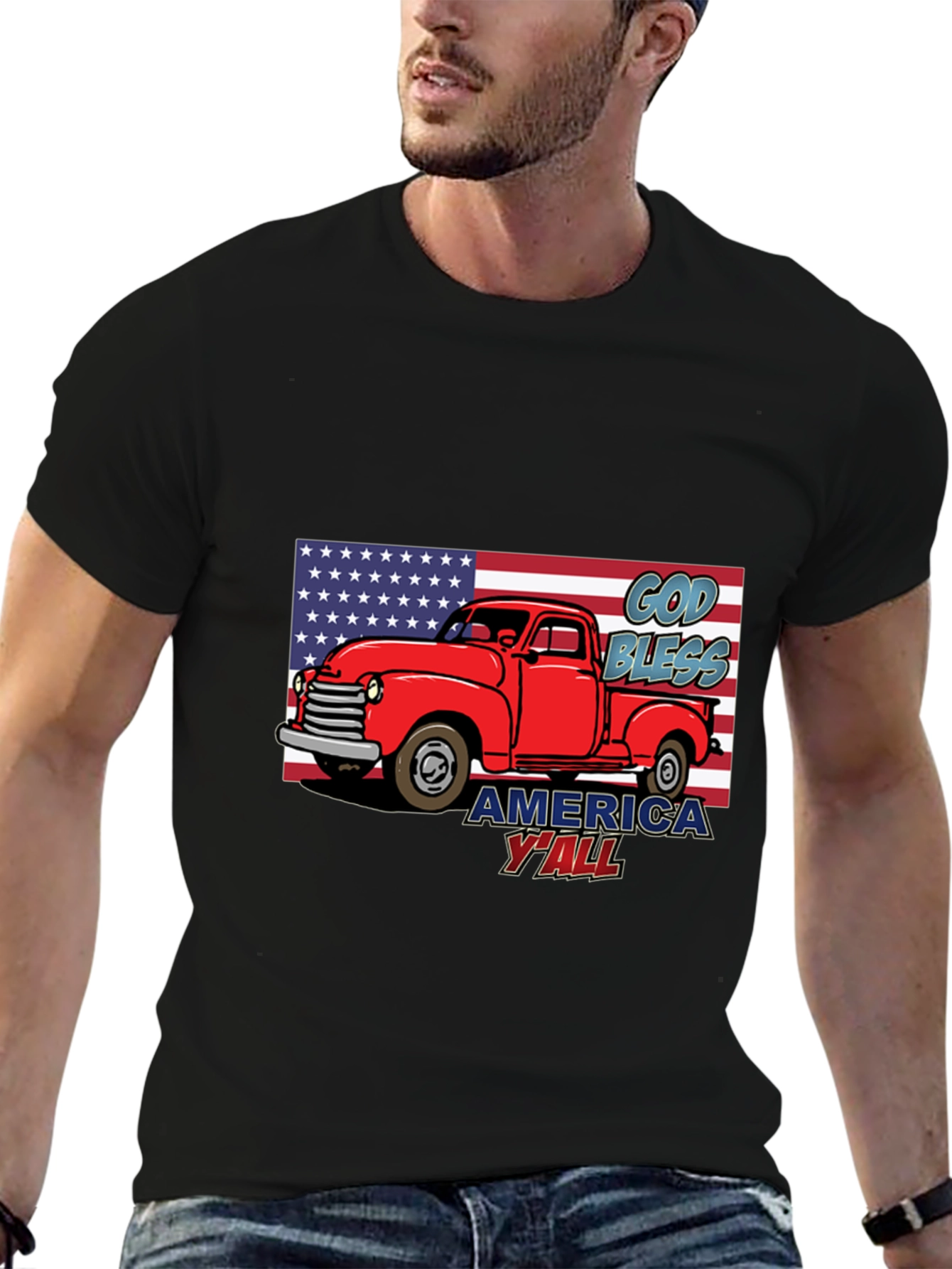 God Bless America Yall Truck Graphic Tee