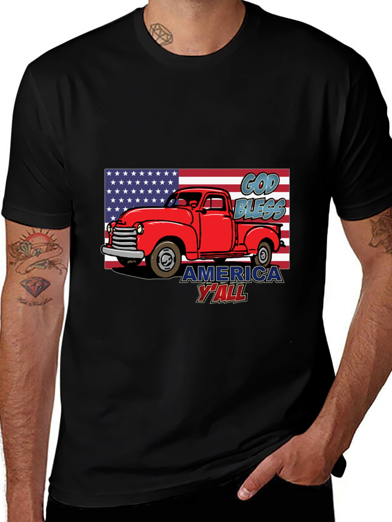 God Bless America Yall Truck Graphic Tee