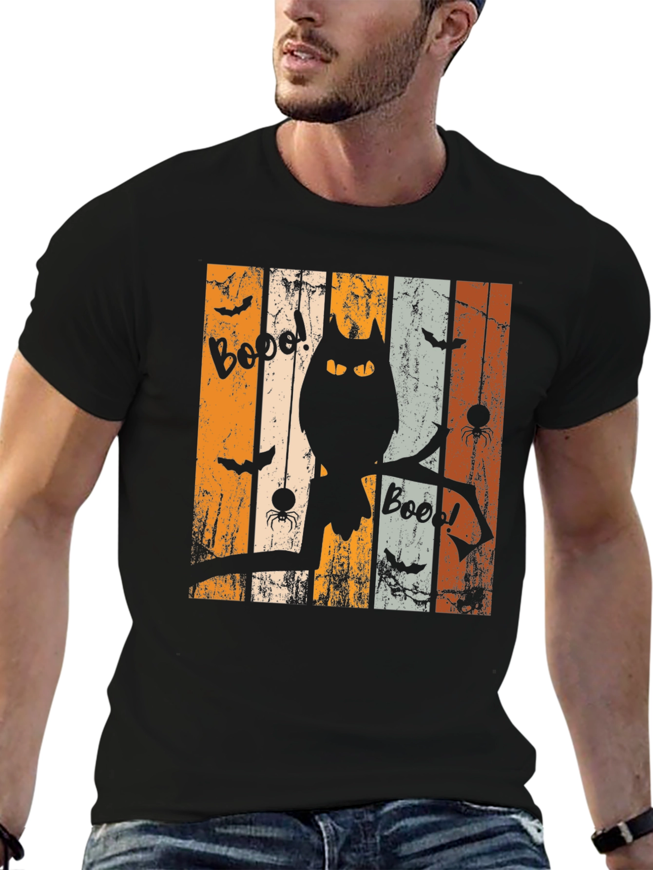 Halloween Owl Boo Graphic T-Shirt