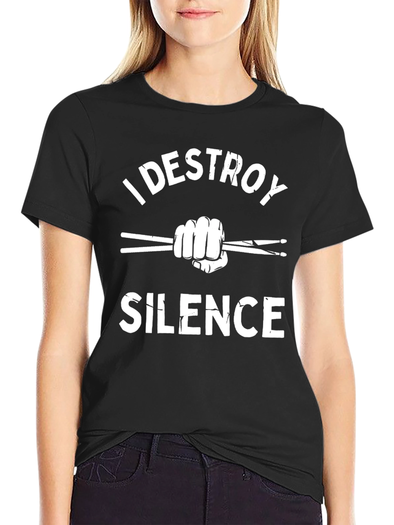 I Destroy Silence Black T-Shirt - Drummer Apparel