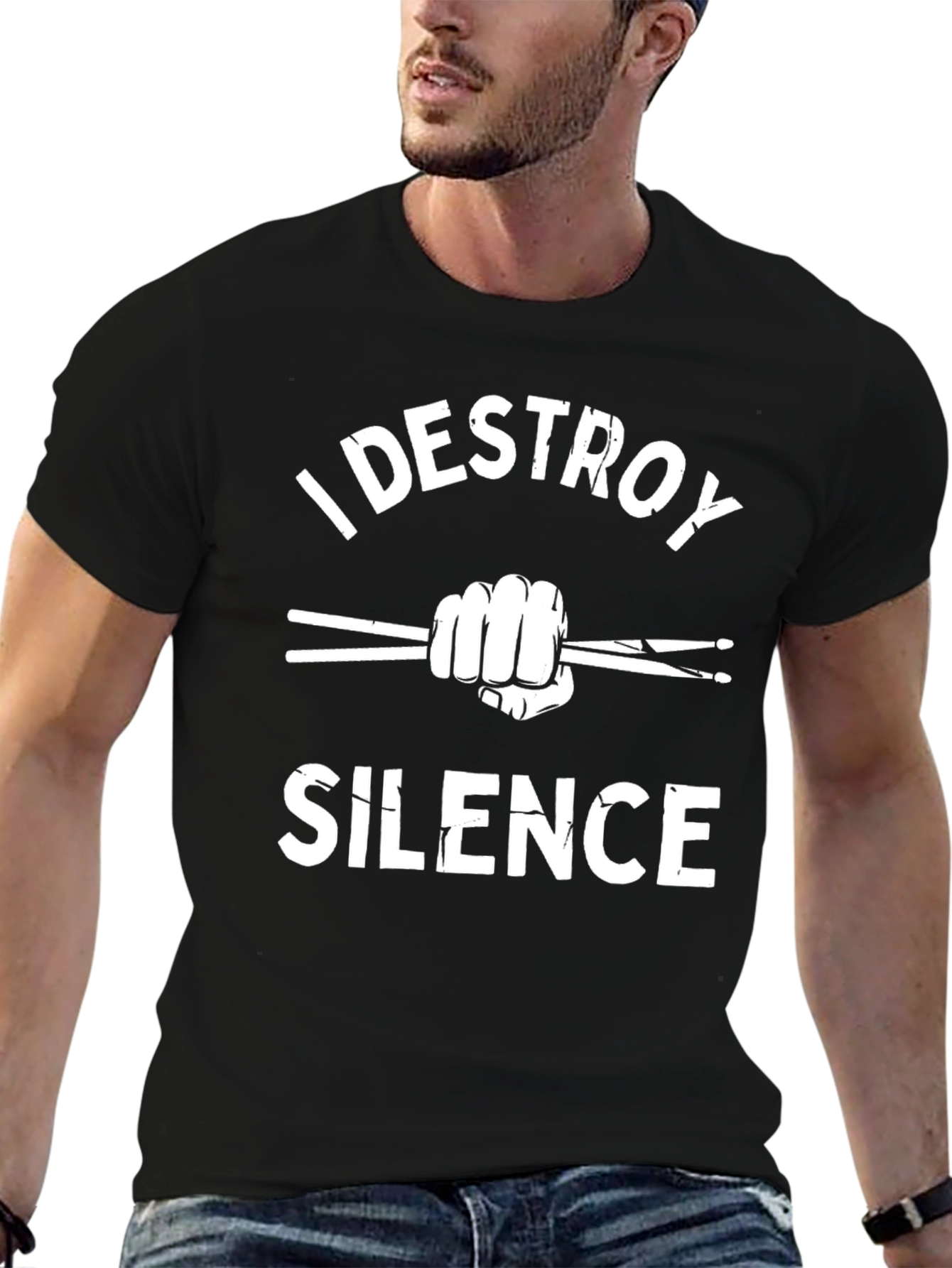 I Destroy Silence Black T-Shirt - Drummer Apparel