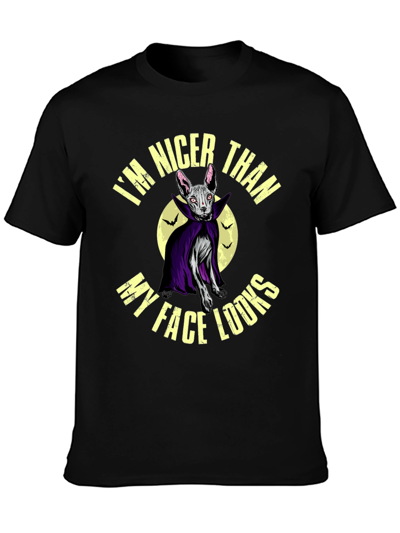Nicer Than My Face Looks Cat Vampire Graphic Tee