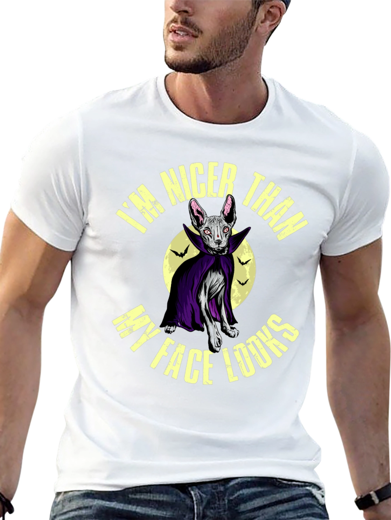 Nicer Than My Face Looks Cat Vampire Graphic Tee