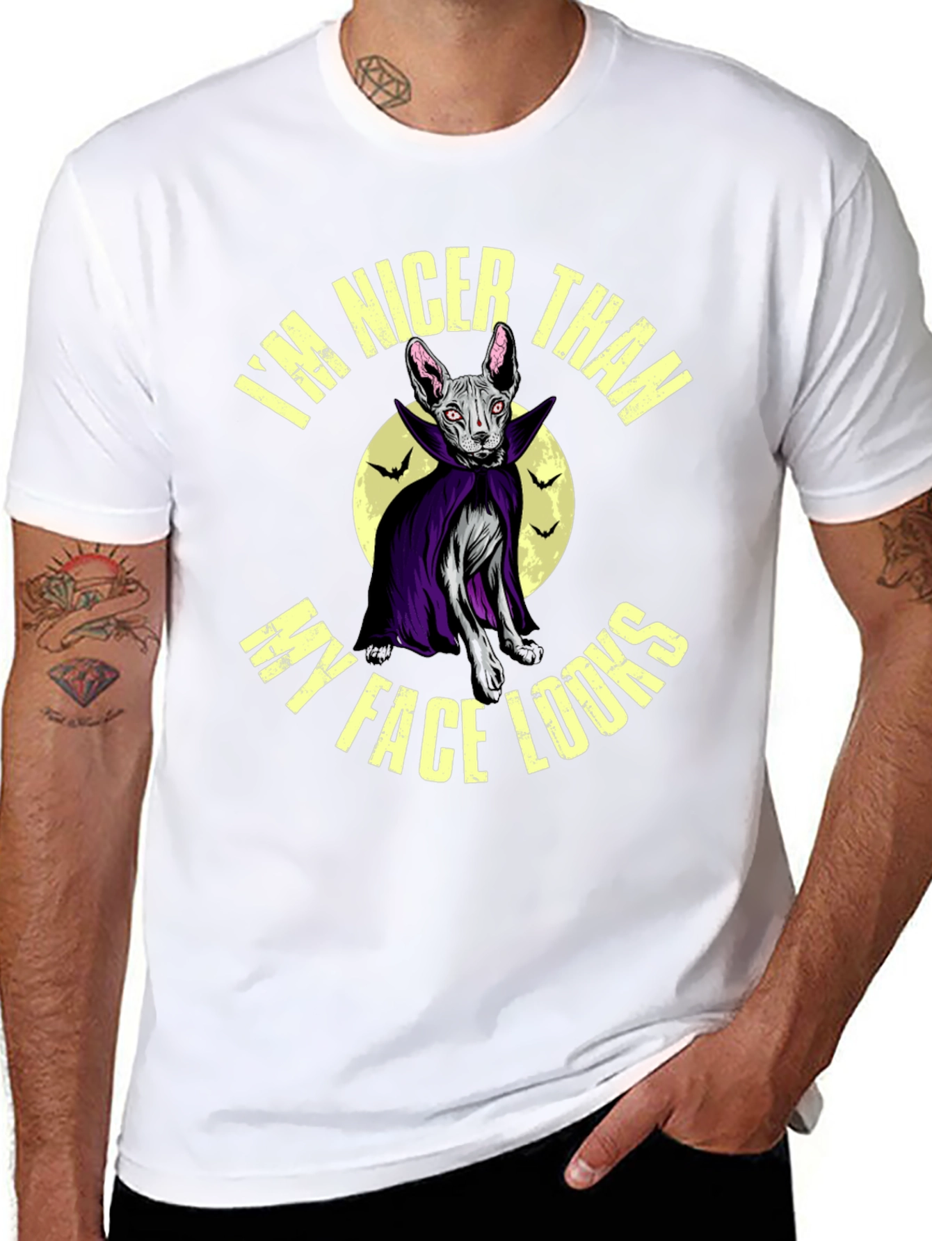 Nicer Than My Face Looks Cat Vampire Graphic Tee