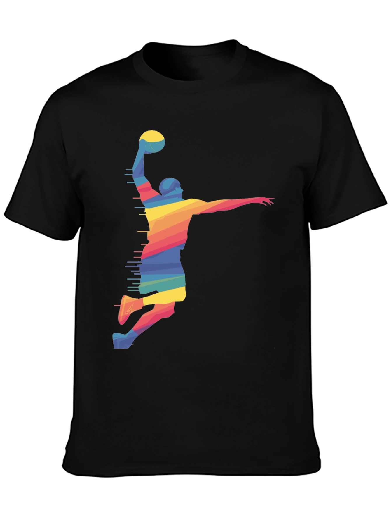 Rainbow Basketball Player Black T-Shirt