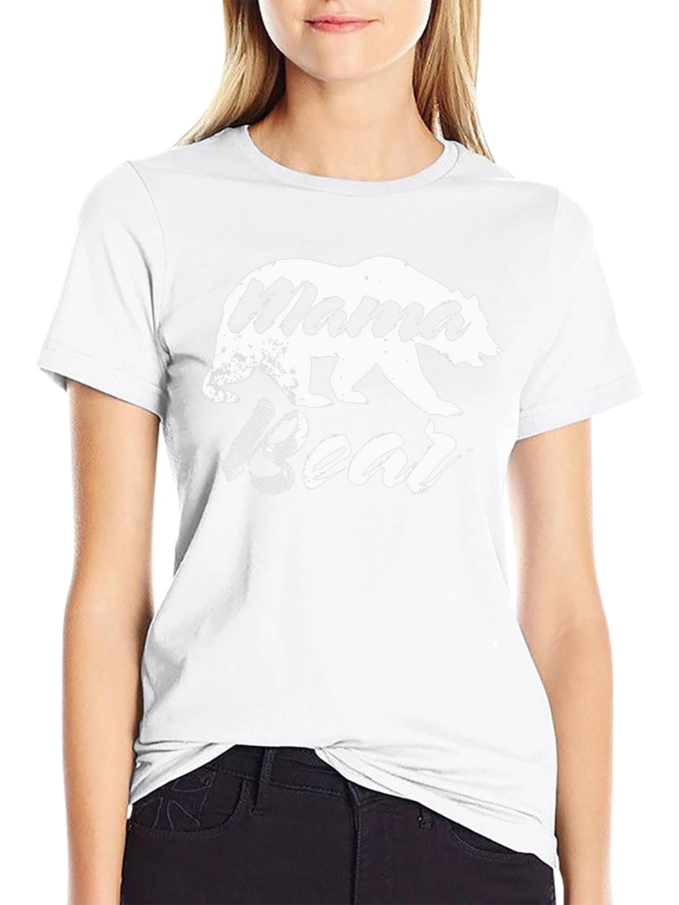 Mama Bear Graphic Tee - Black Cotton Blend T-Shirt