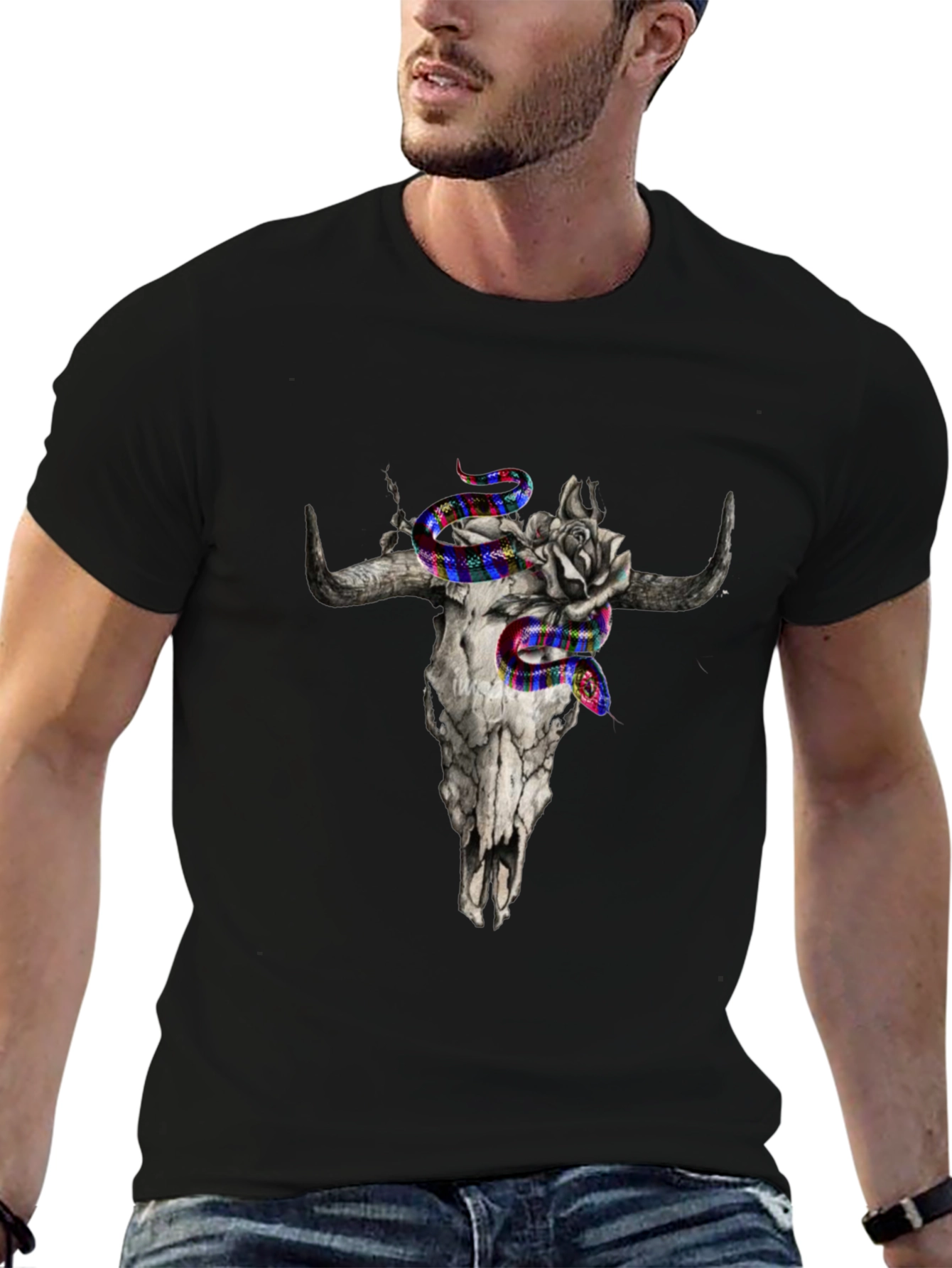 Skull & Snake Graphic Print Tee