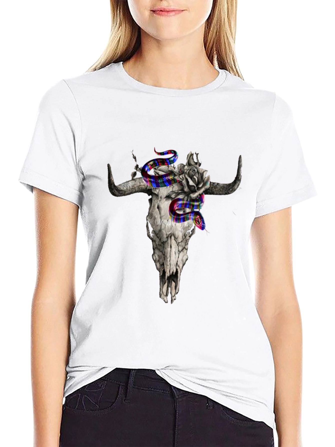 Skull & Snake Graphic Print Tee