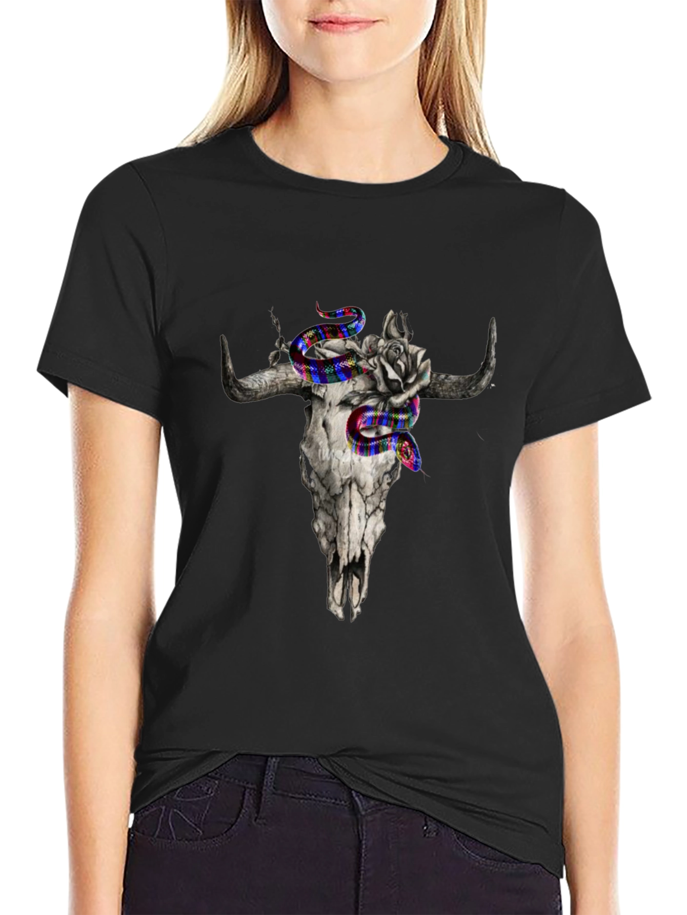 Skull & Snake Graphic Print Tee