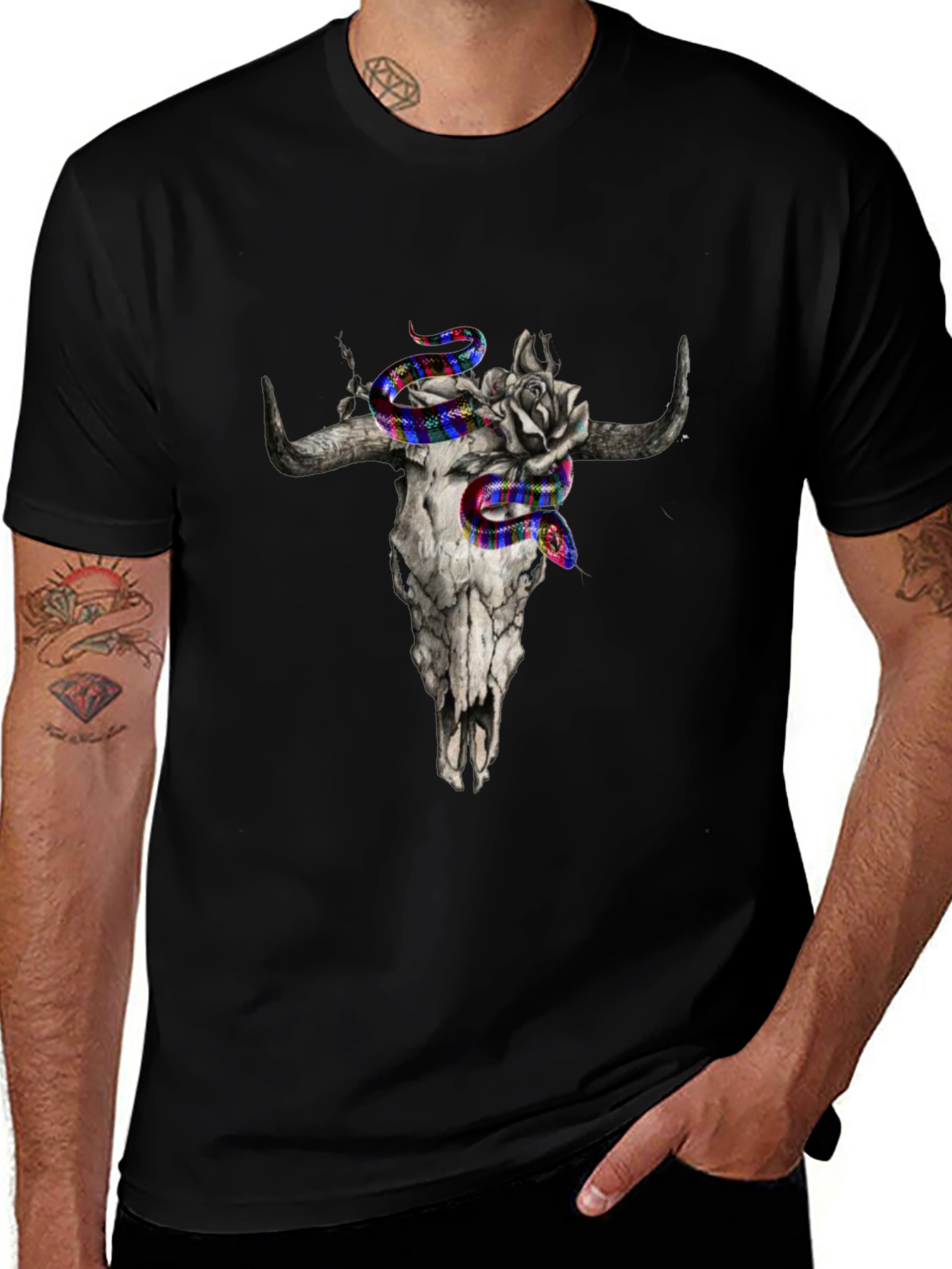 Skull & Snake Graphic Print Tee