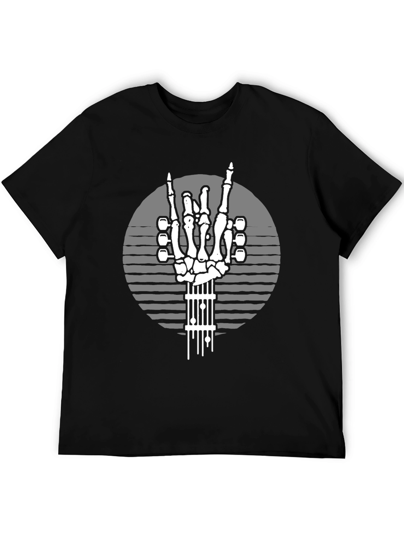 Rock On Skeleton Guitar Hand T-Shirt