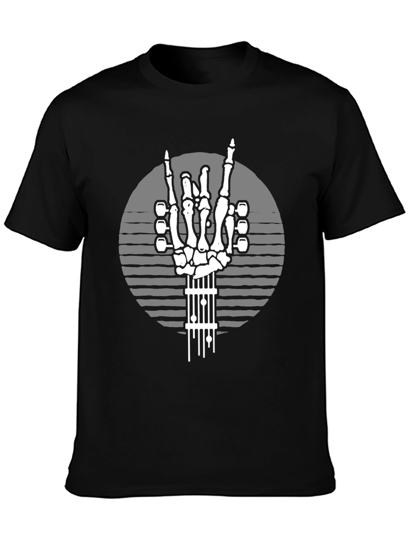 Rock On Skeleton Guitar Hand T-Shirt