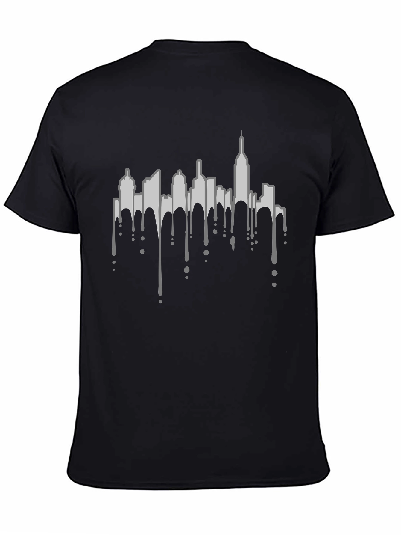 Urban Drip Tee - City Skyline Graphic Black T-Shirt