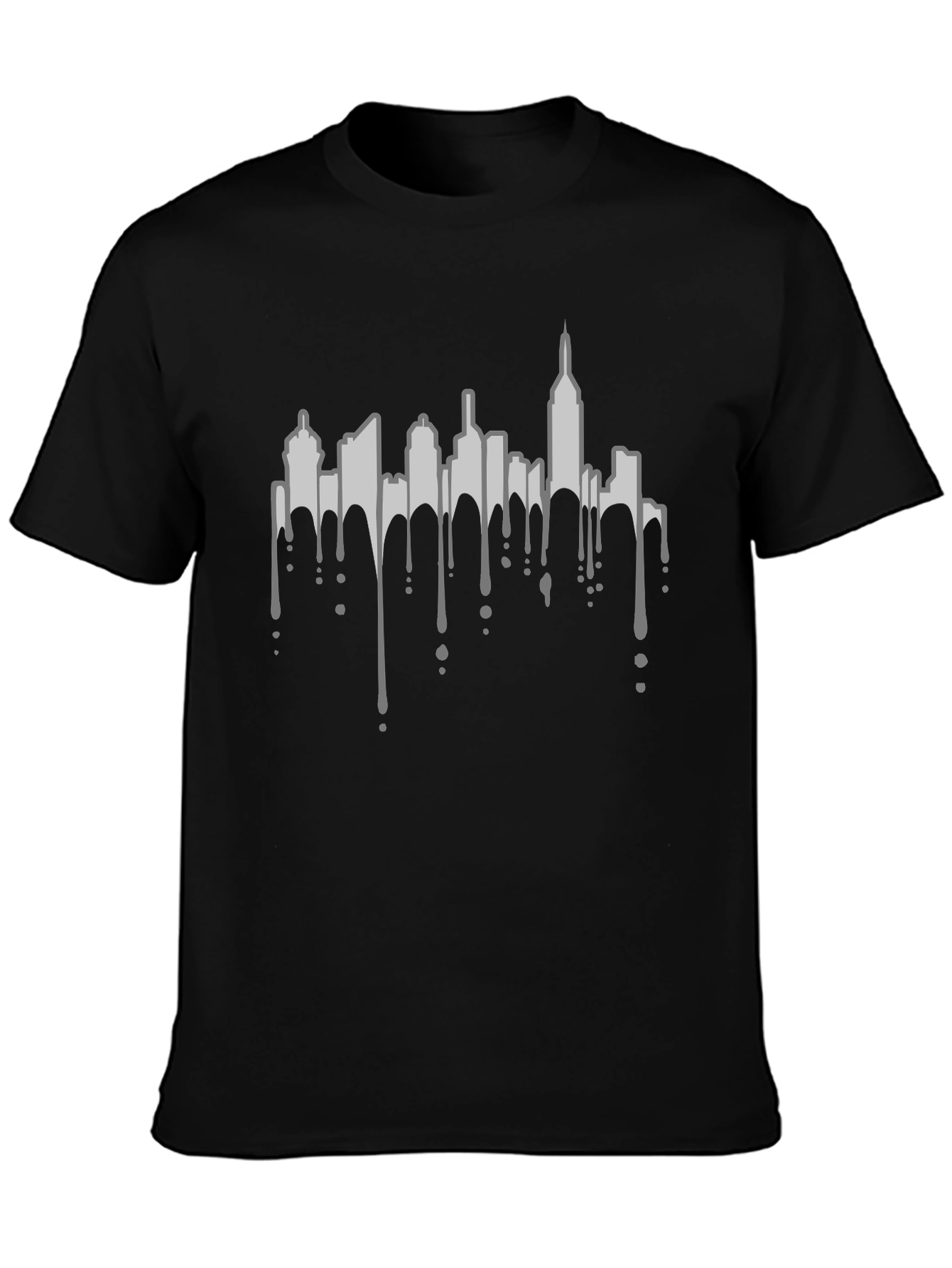 Urban Drip Tee - City Skyline Graphic Black T-Shirt