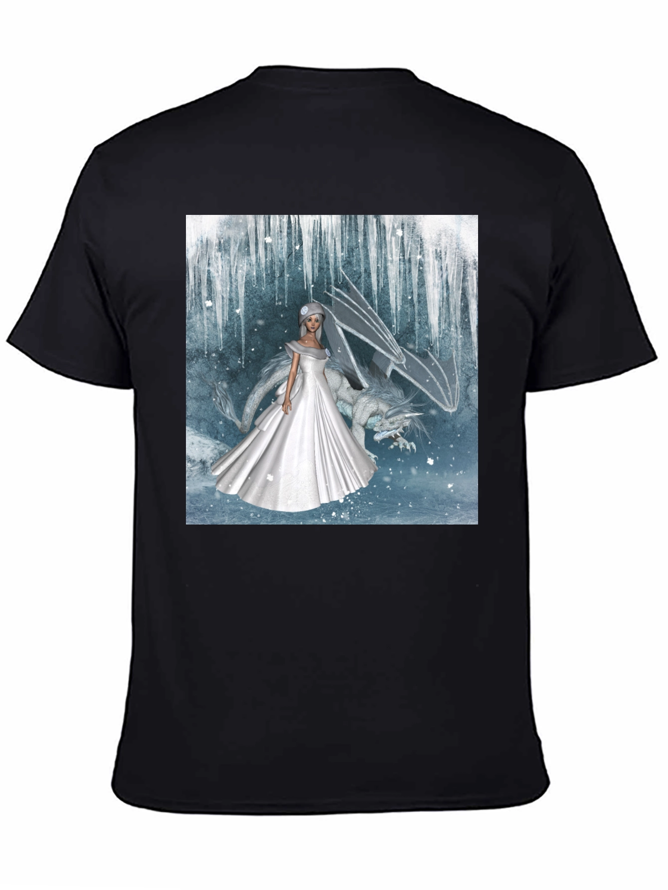 Fantasy Bride & Dragon Graphic Tee - Black
