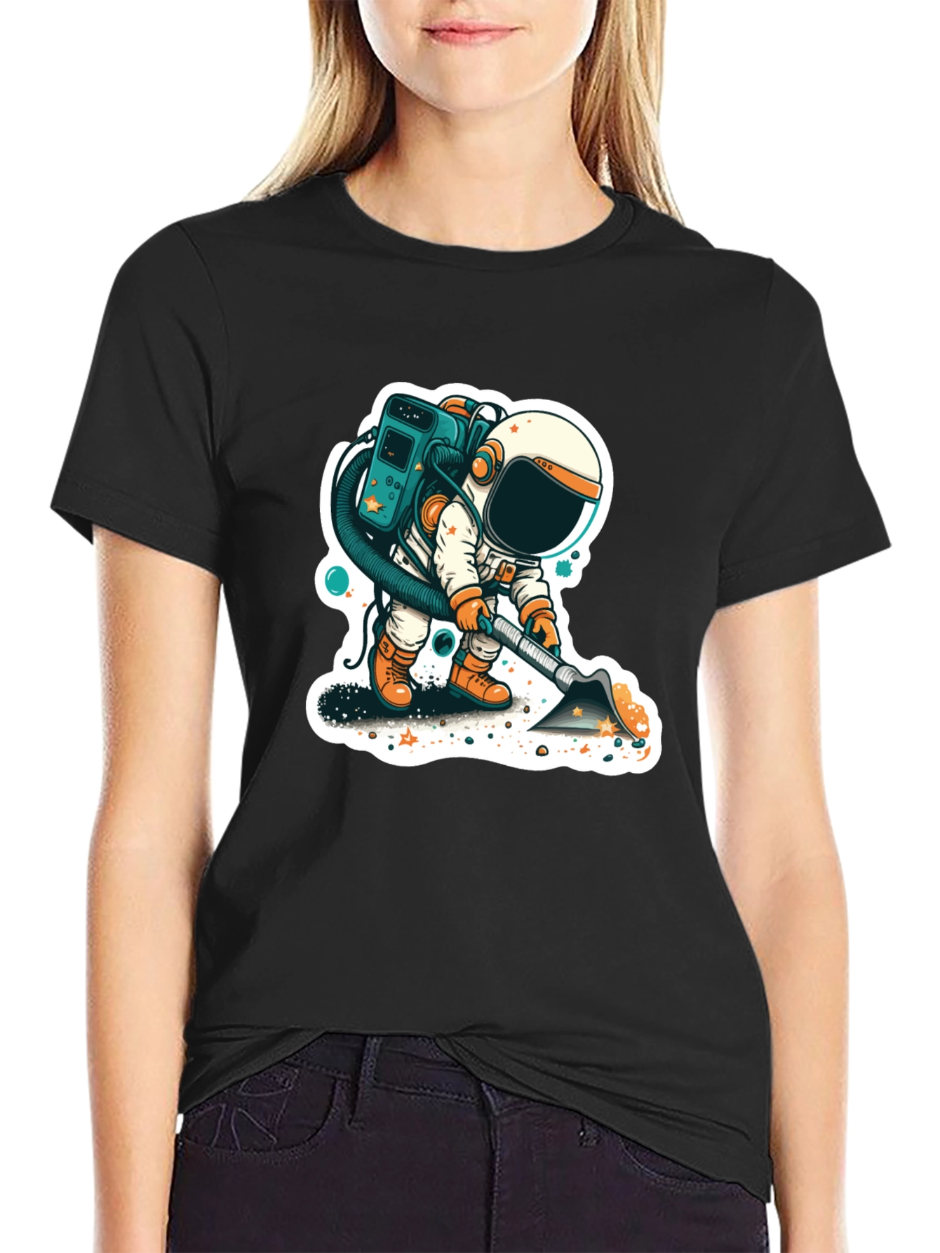 Astronaut Vacuuming Space T-Shirt - Stylish and Unique
