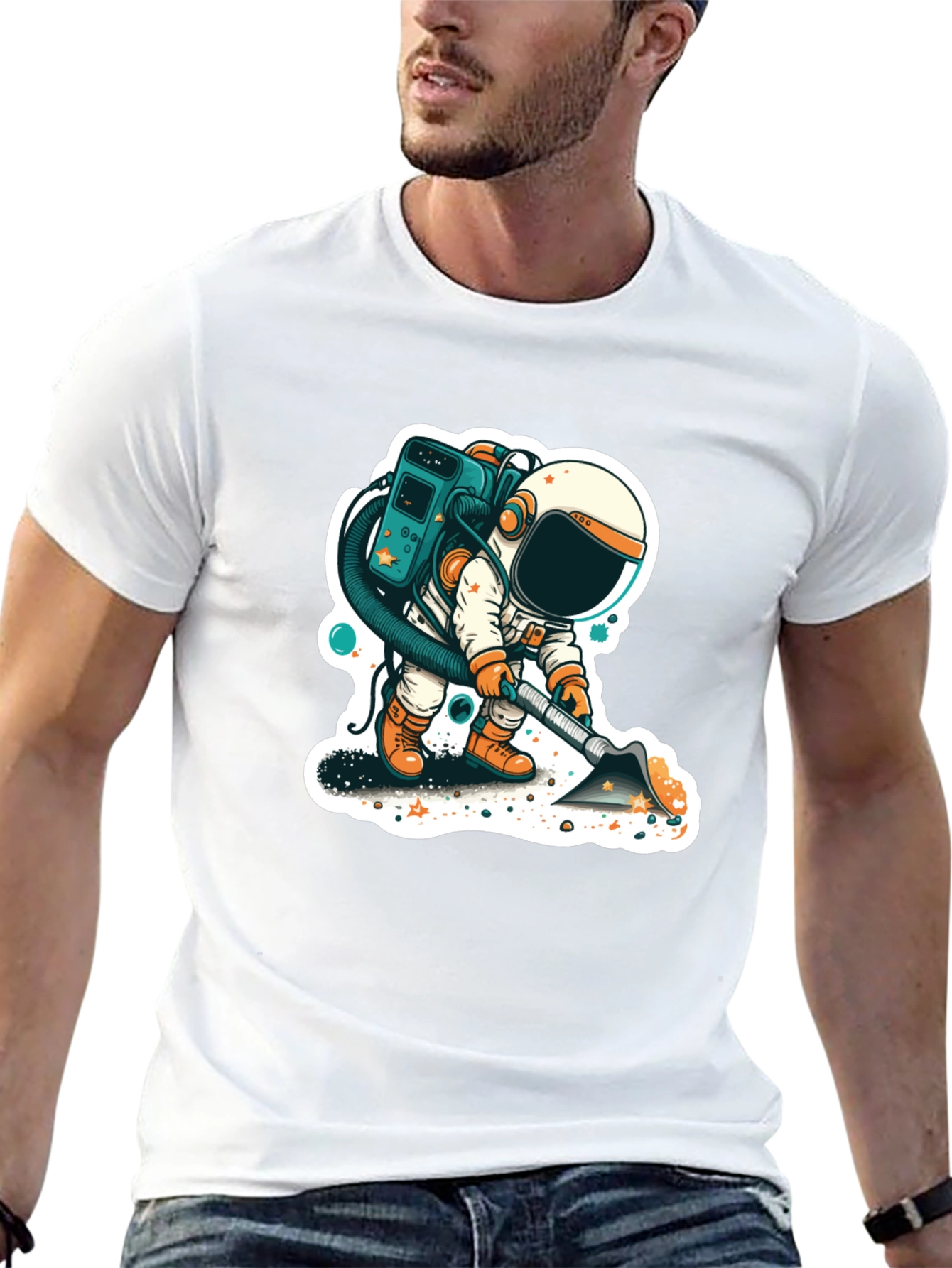 Astronaut Vacuuming Space T-Shirt - Stylish and Unique