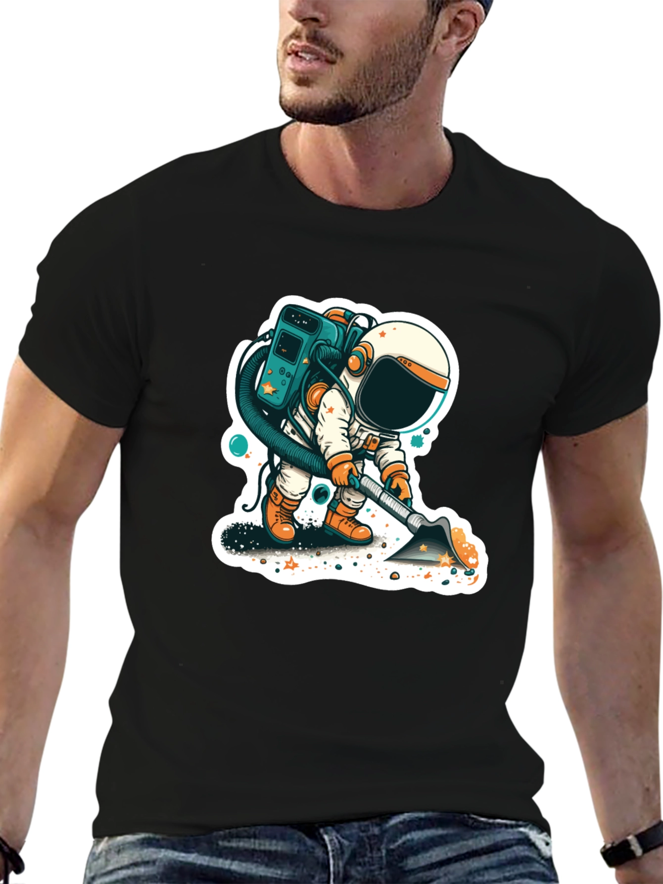 Astronaut Vacuuming Space T-Shirt - Stylish and Unique