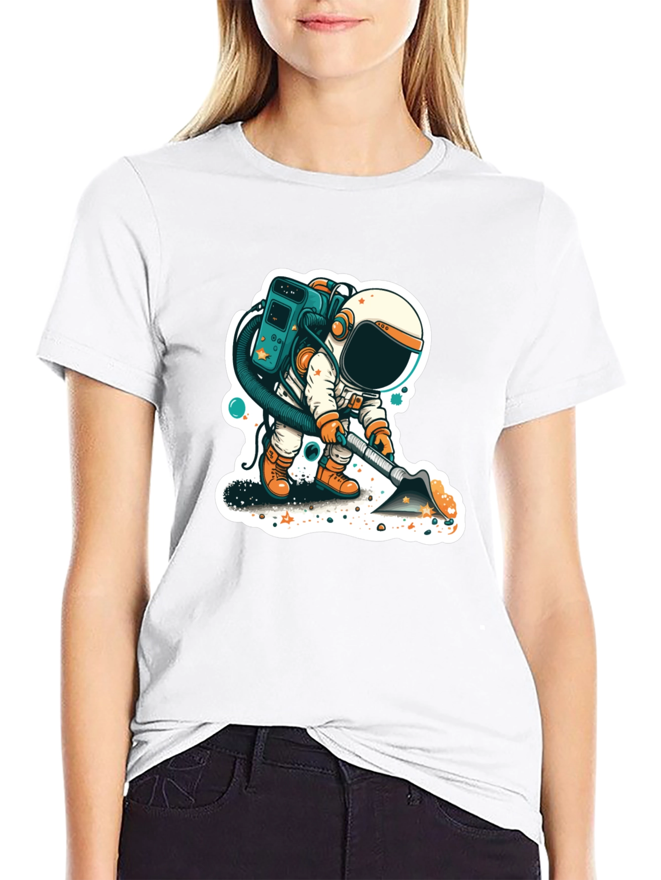 Astronaut Vacuuming Space T-Shirt - Stylish and Unique
