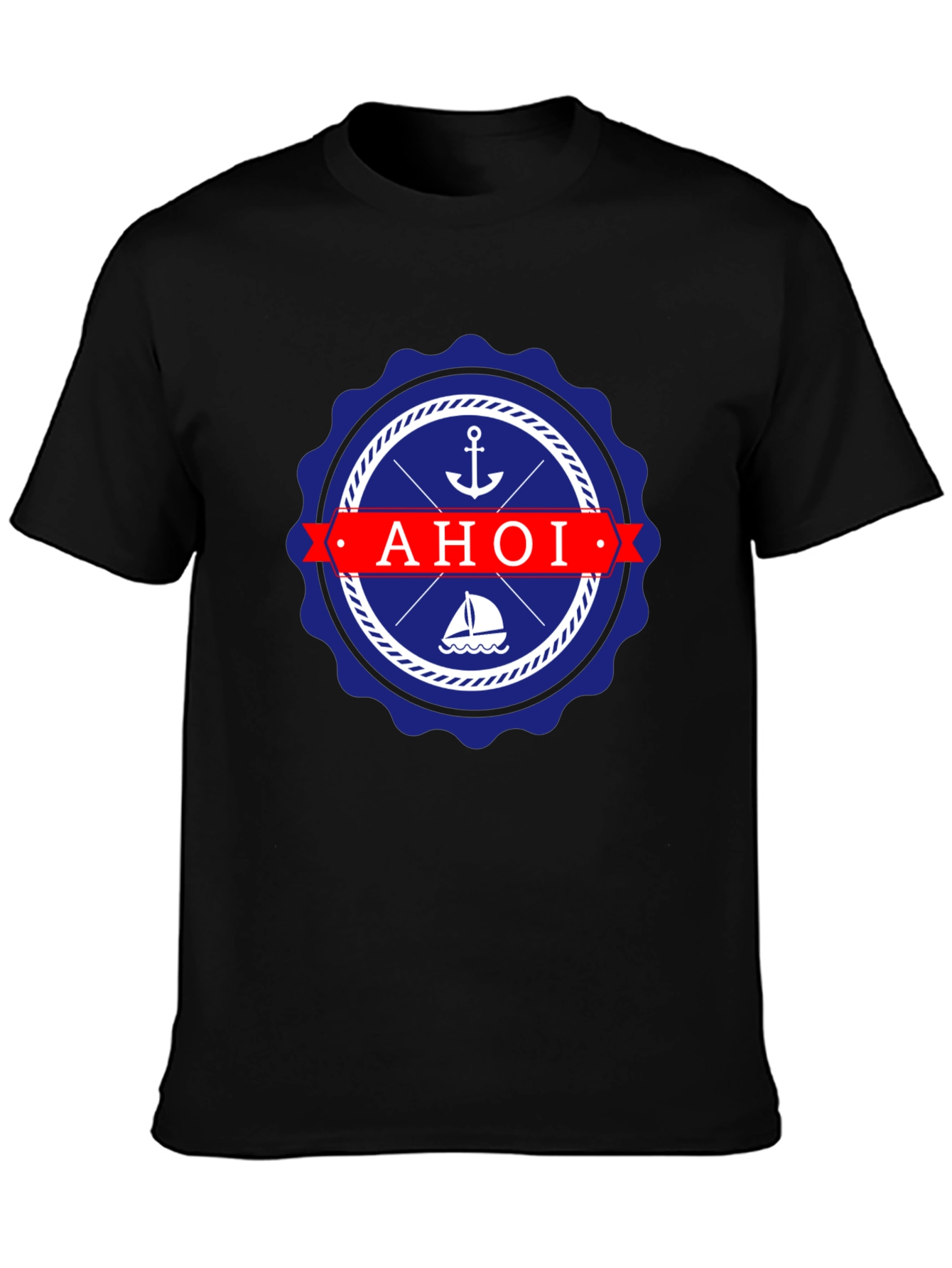 Nautical Ahoi T-Shirt - Anchor & Sailboat Design