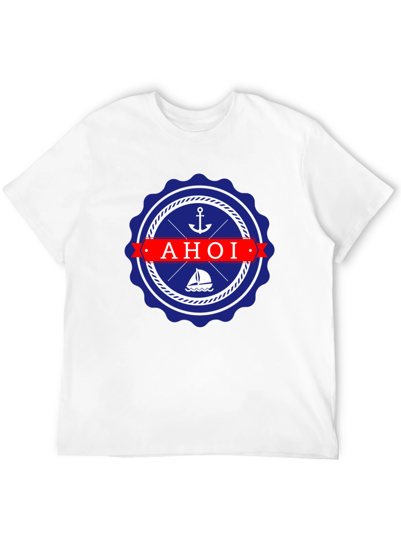Nautical Ahoi T-Shirt - Anchor & Sailboat Design