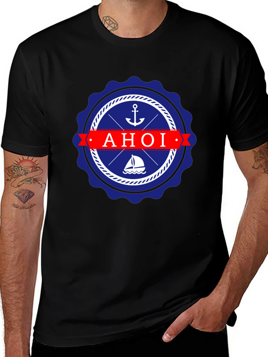 Nautical Ahoi T-Shirt - Anchor & Sailboat Design