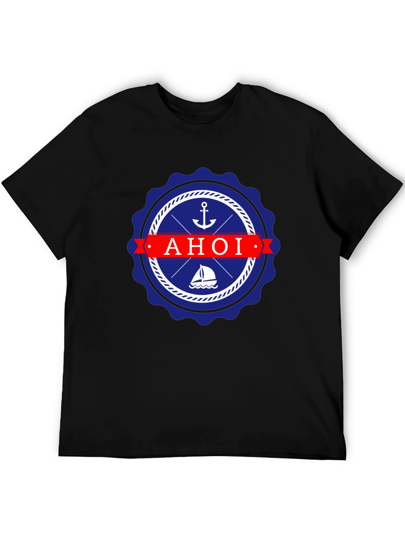 Nautical Ahoi T-Shirt - Anchor & Sailboat Design