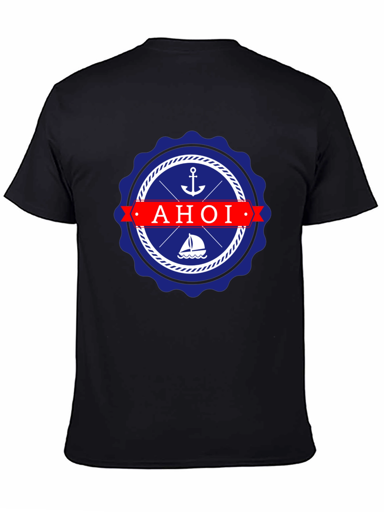 Nautical Ahoi T-Shirt - Anchor & Sailboat Design