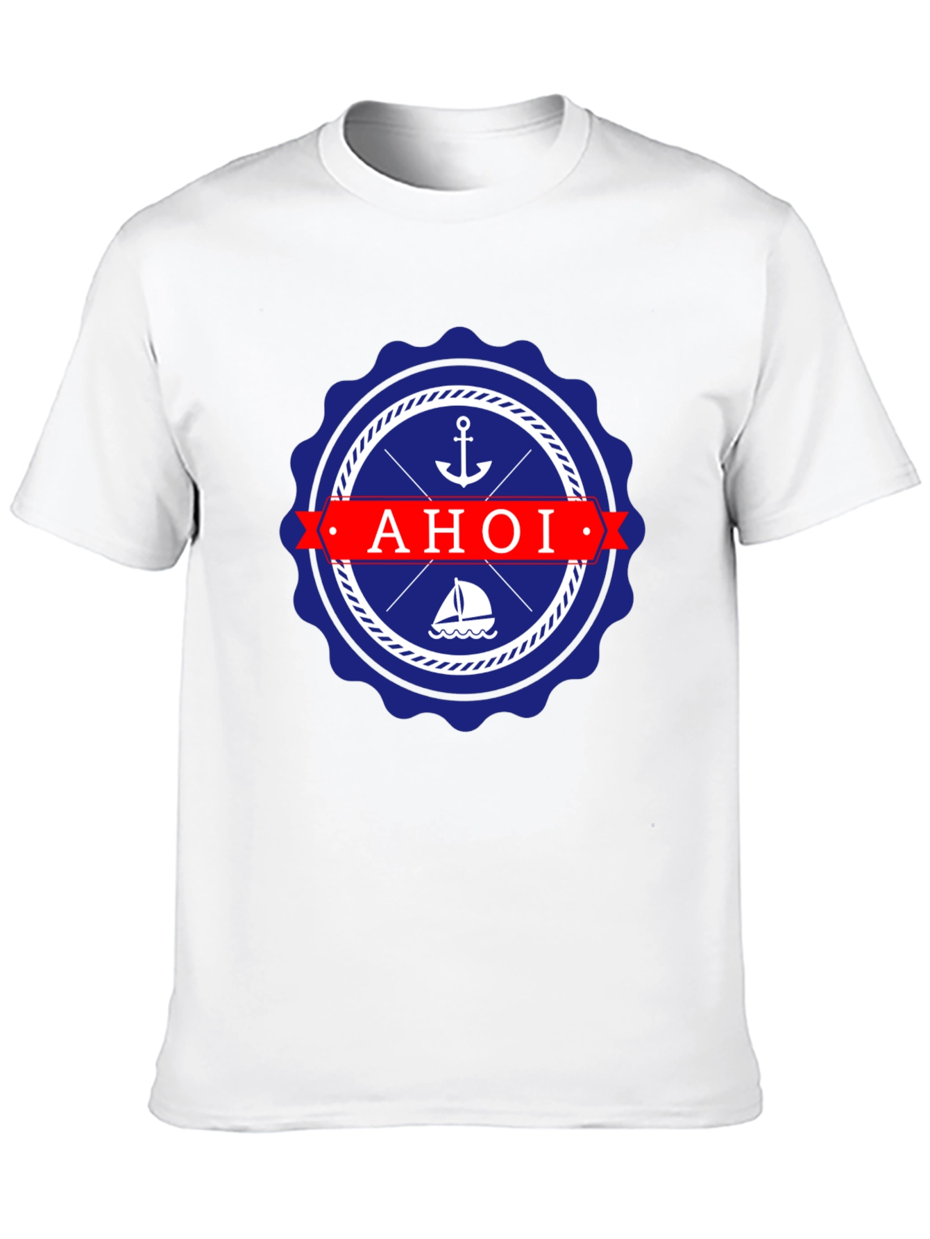 Nautical Ahoi T-Shirt - Anchor & Sailboat Design