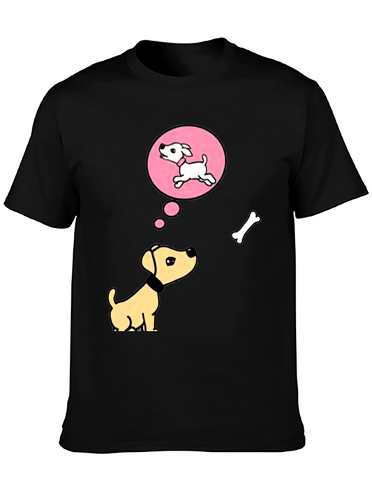 Dreaming Dog T-Shirt - Bone and Puppy Cartoon Design