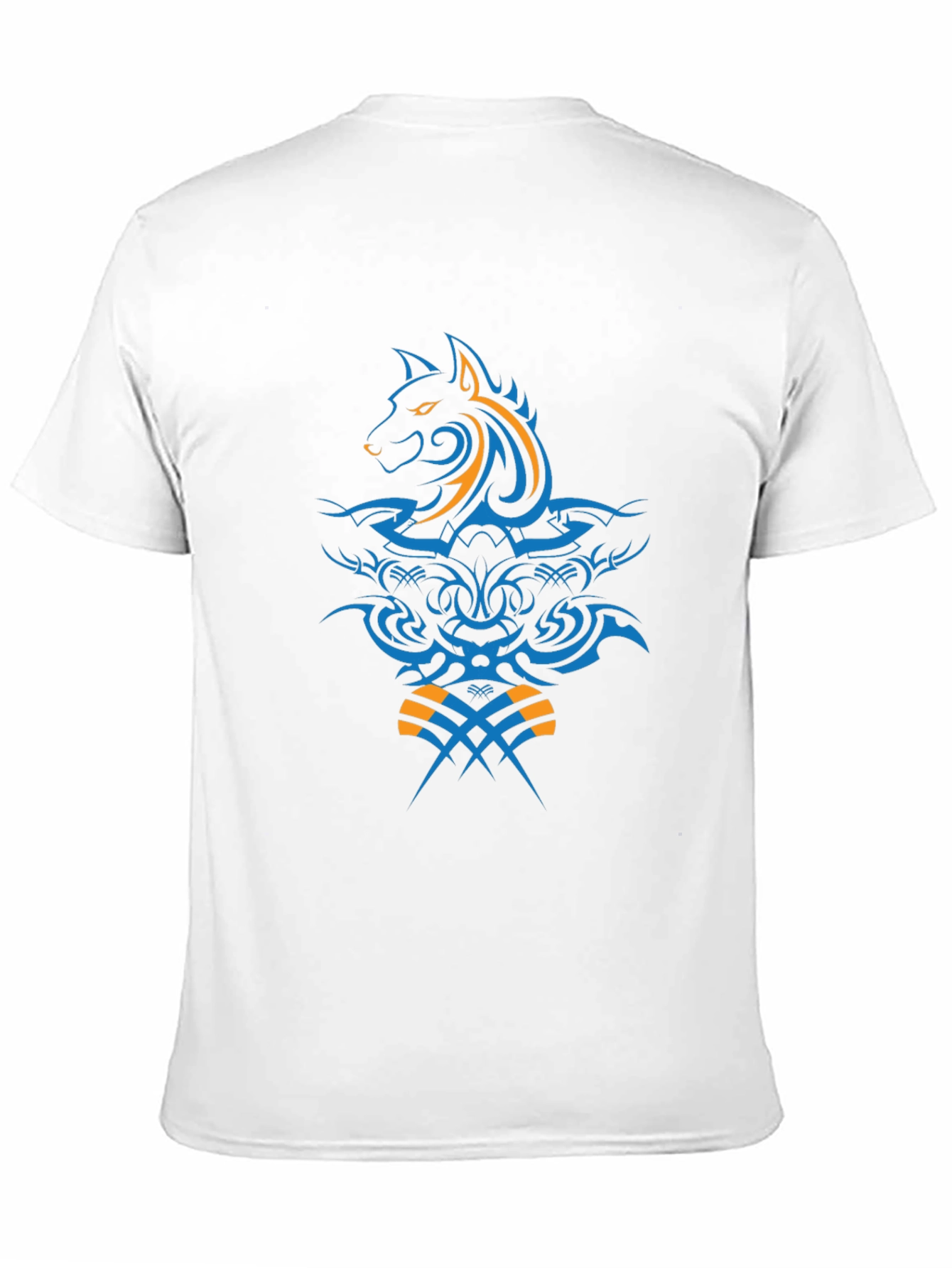 Tribal Wolf Design Black T-Shirt