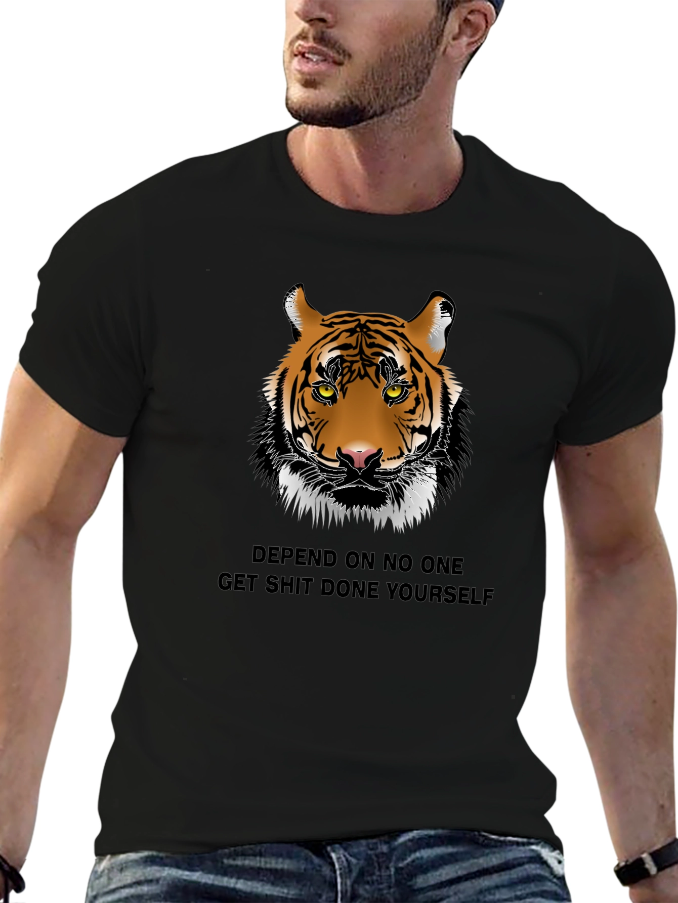 Tiger Graphic Print Crew Neck T-Shirt