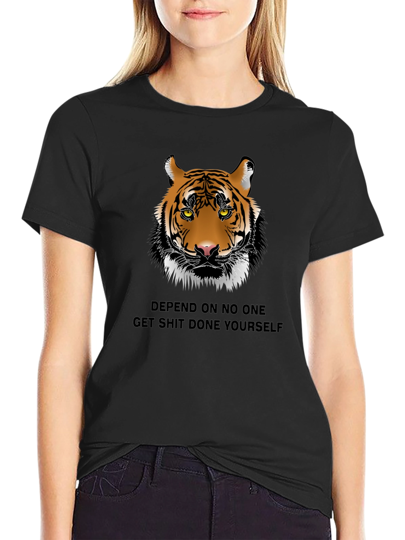 Tiger Graphic Print Crew Neck T-Shirt