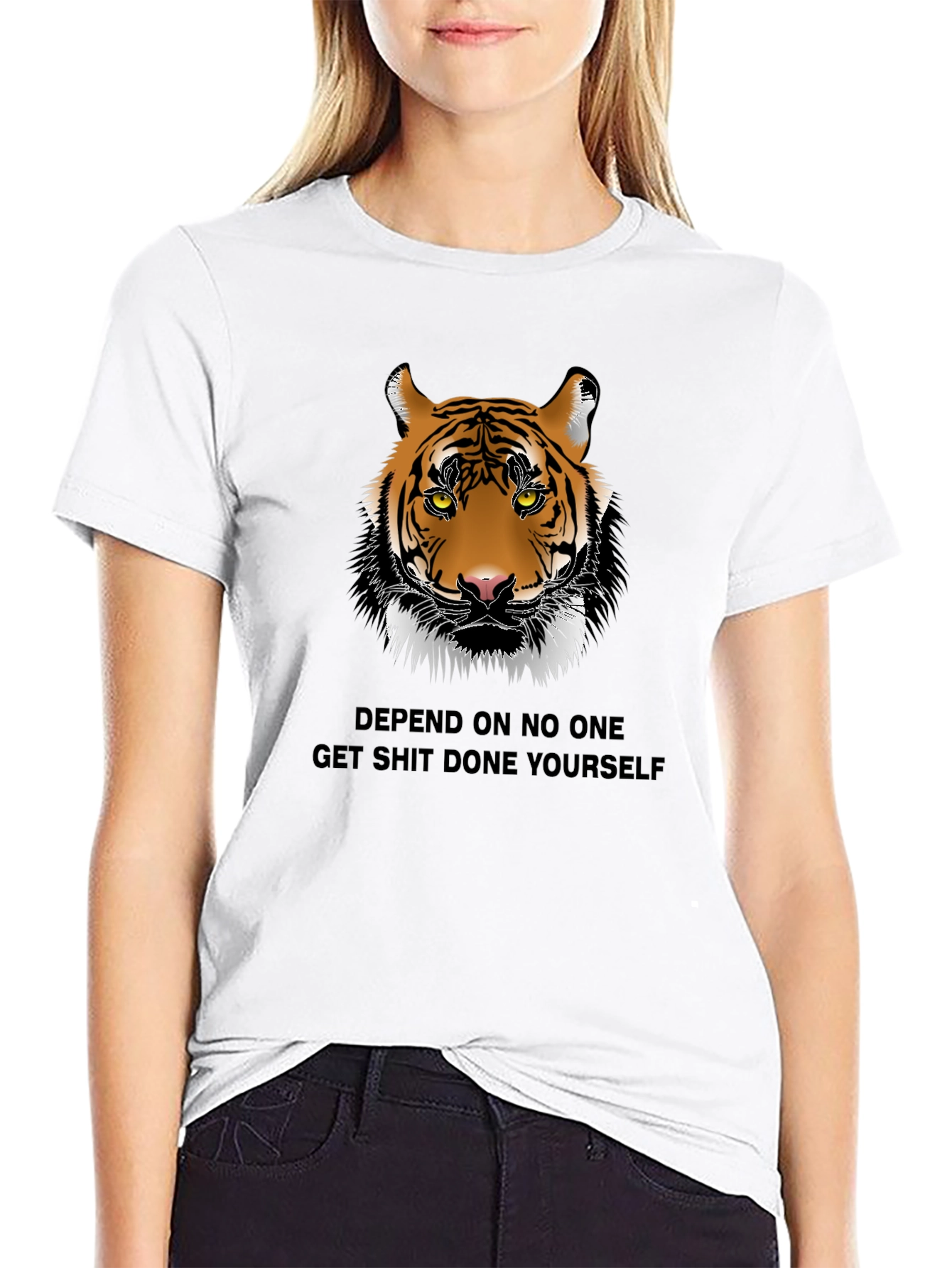 Tiger Graphic Print Crew Neck T-Shirt