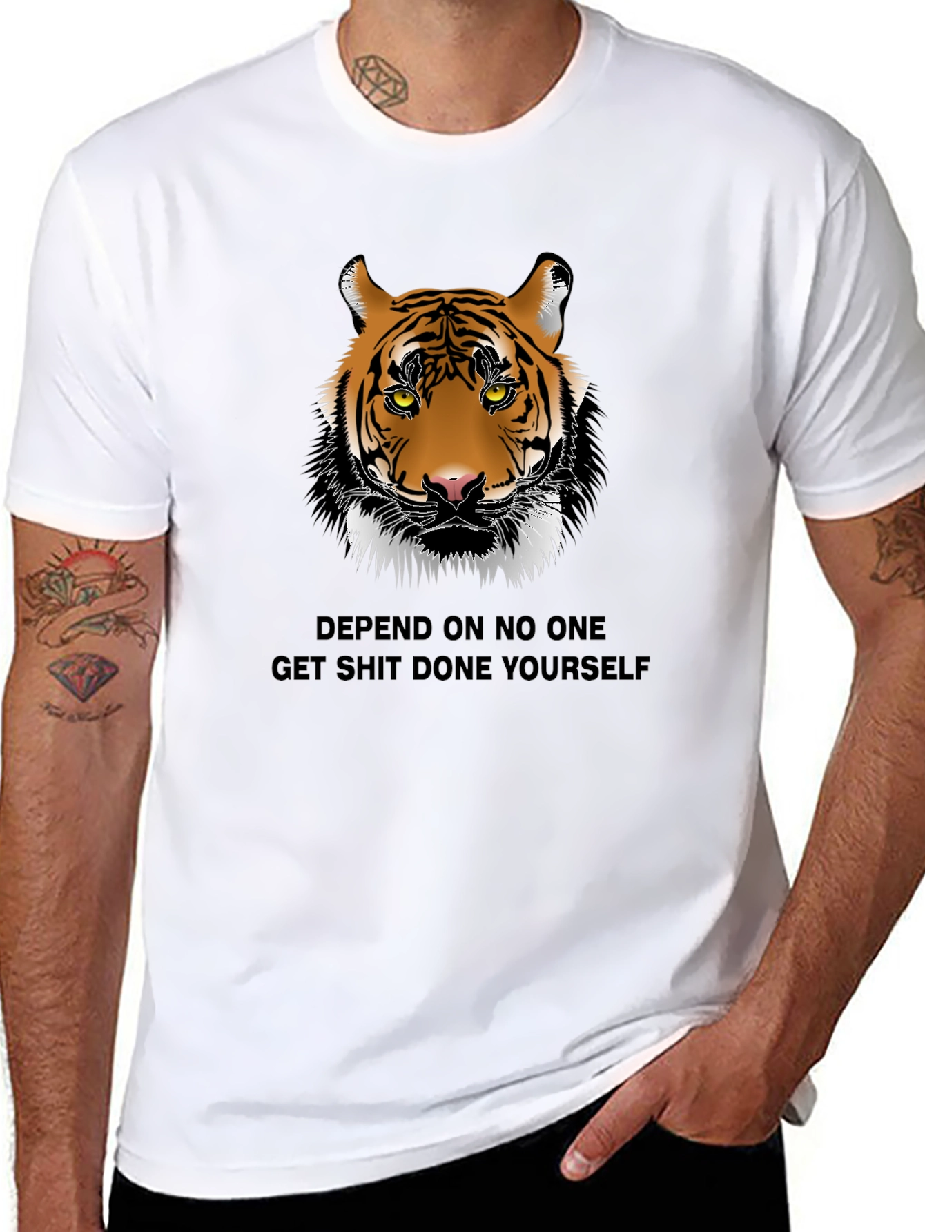 Tiger Graphic Print Crew Neck T-Shirt