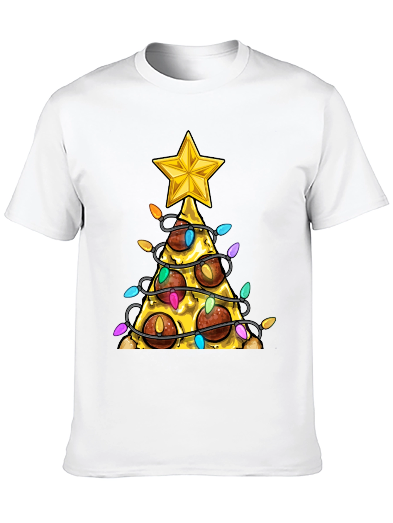 Novelty Pizza Christmas Tree T-Shirt
