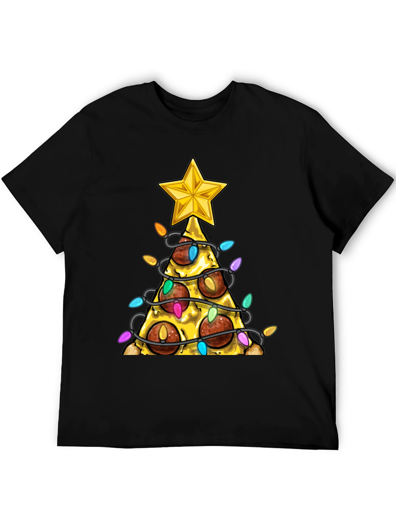 Novelty Pizza Christmas Tree T-Shirt