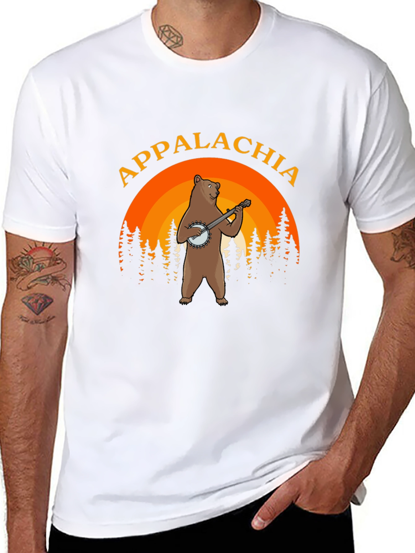 Appalachia Bear Banjo Black T-Shirt