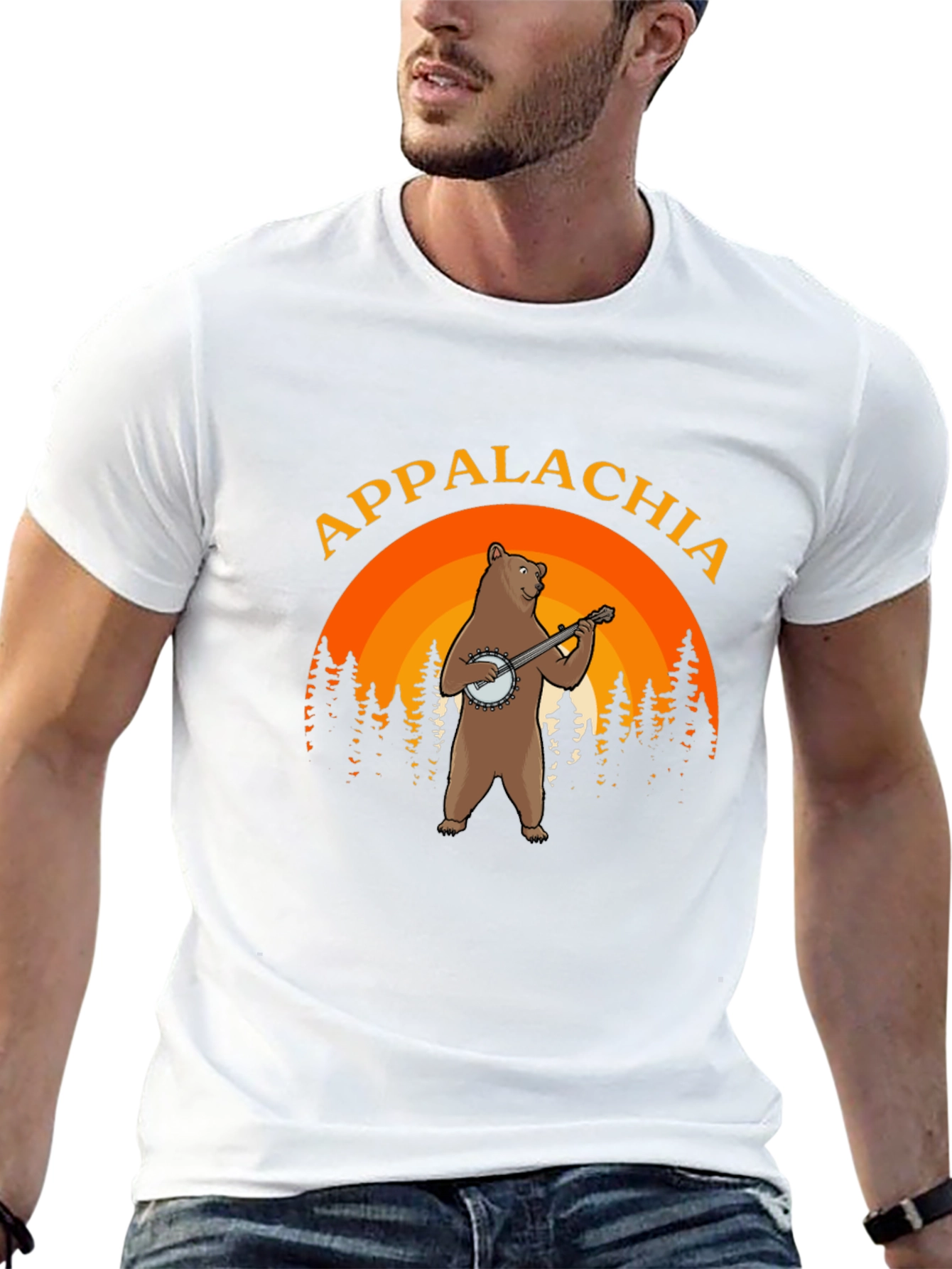 Appalachia Bear Banjo Black T-Shirt