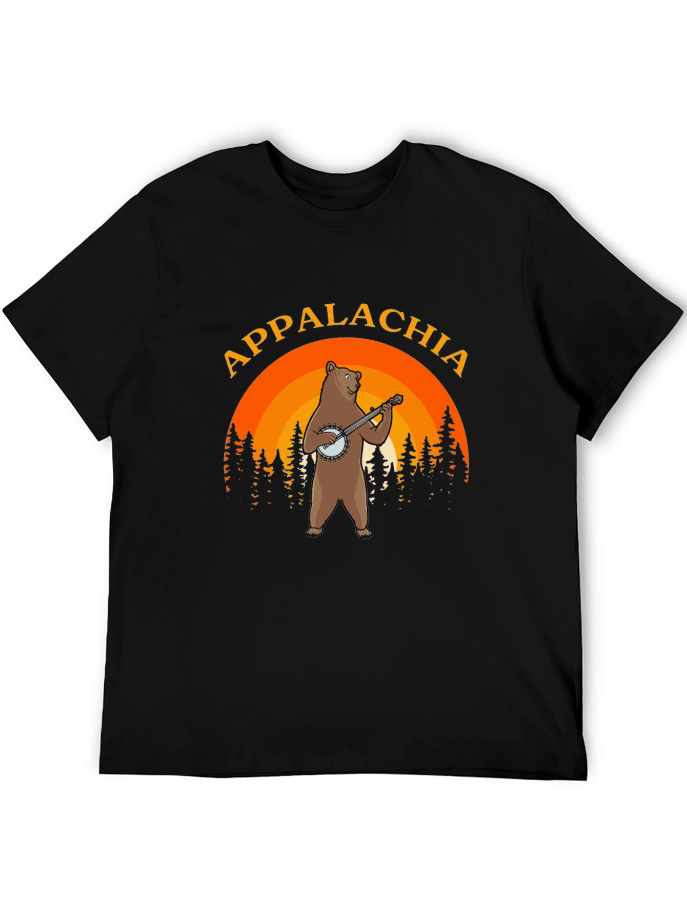 Appalachia Bear Banjo Black T-Shirt