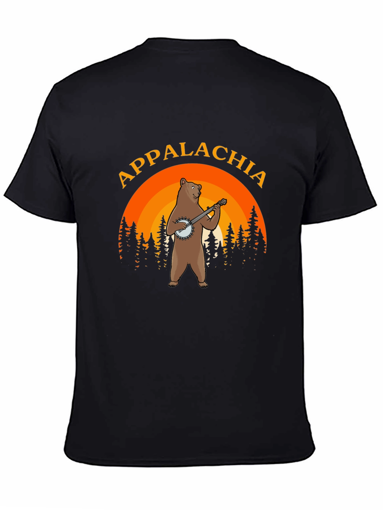 Appalachia Bear Banjo Black T-Shirt