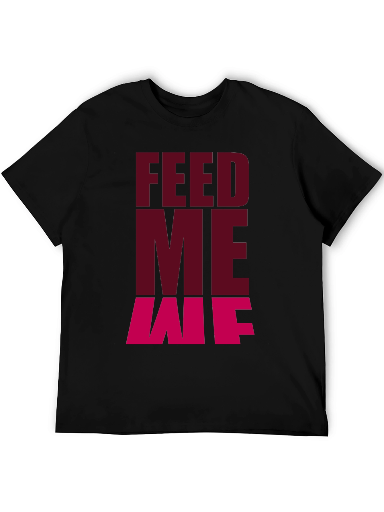 Feed Me T-Shirt - Casual Black Graphic Tee