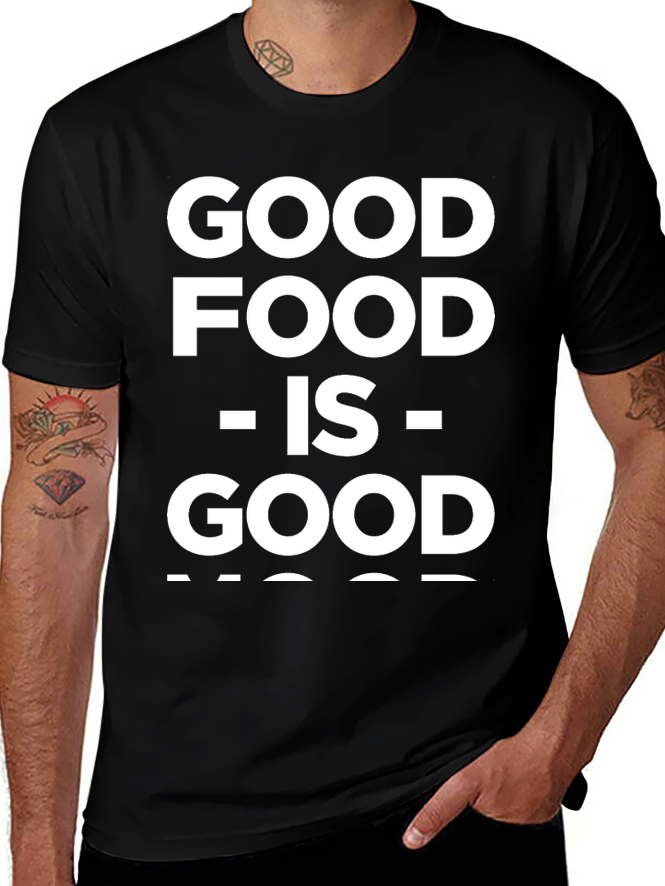 Good Food Good Mood Black Graphic T-Shirt