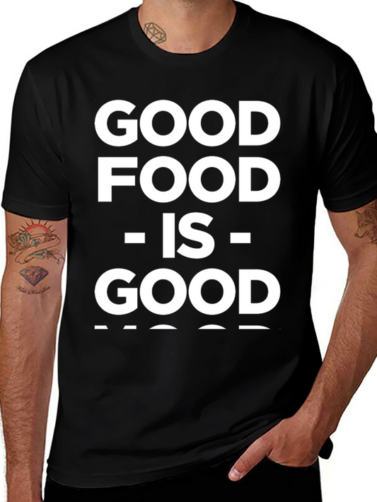 Good Food Good Mood Black Graphic T-Shirt