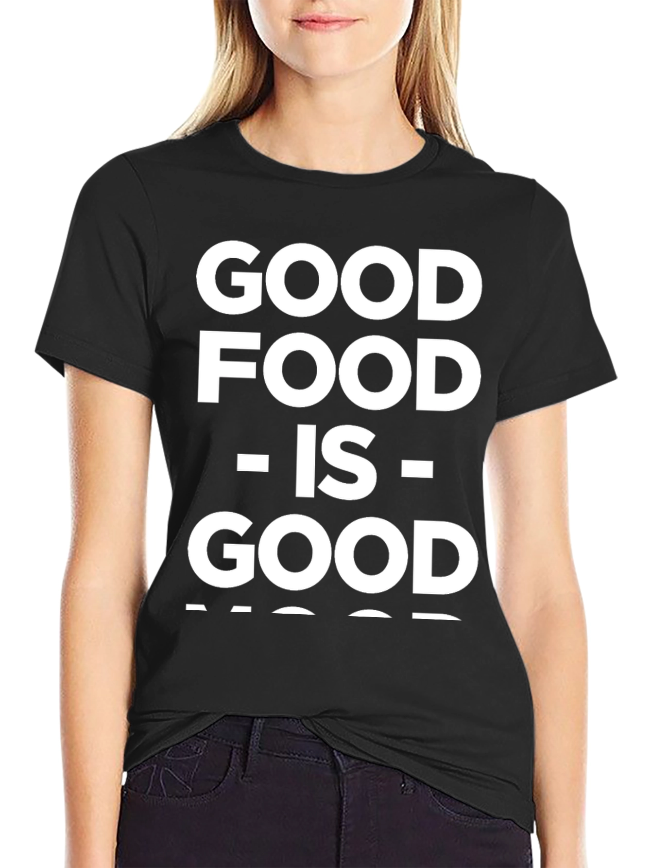 Good Food Good Mood Black Graphic T-Shirt