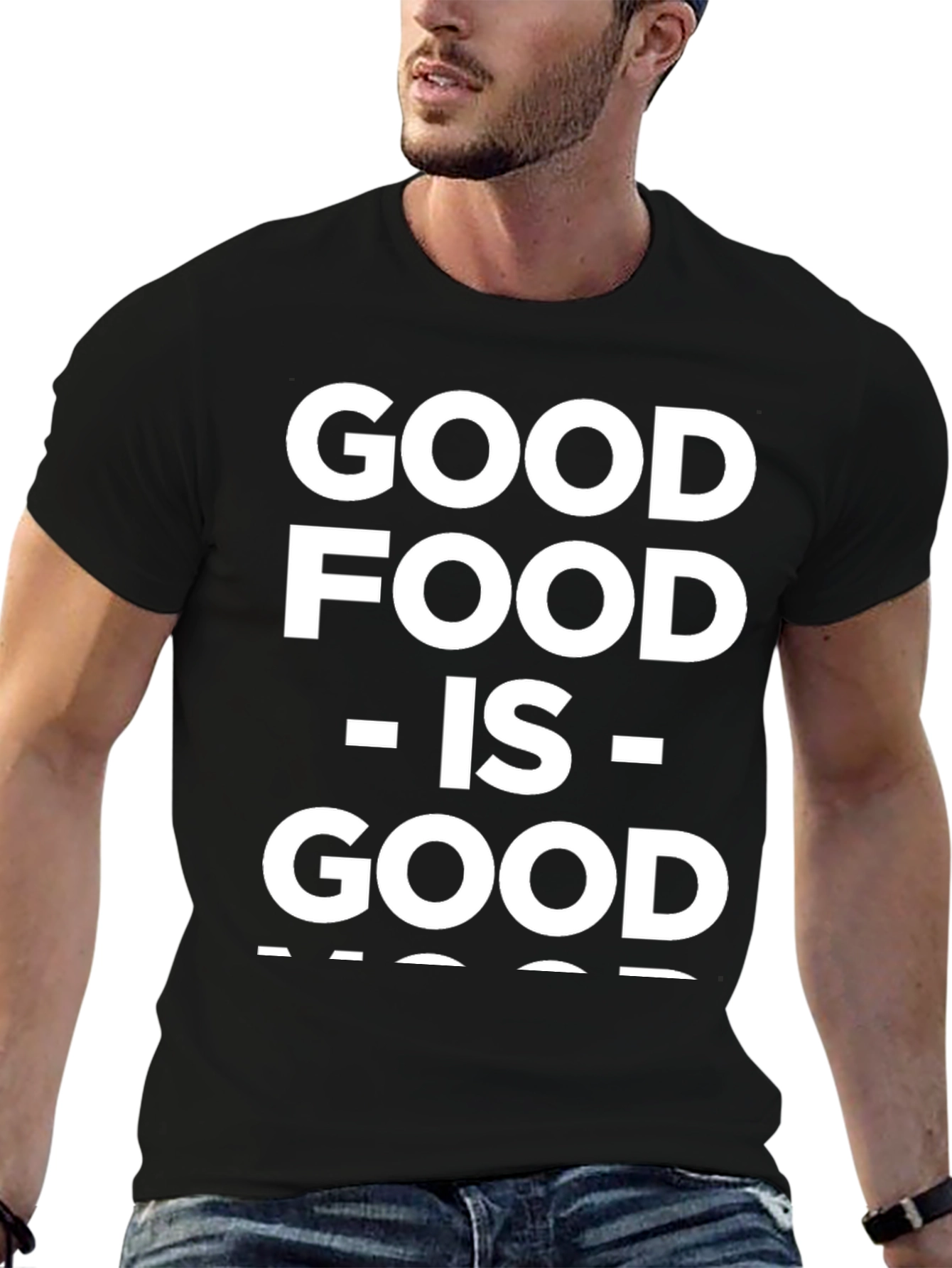 Good Food Good Mood Black Graphic T-Shirt