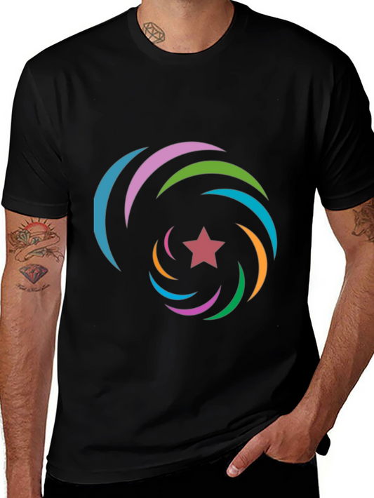 Colorful Starburst Graphic Tee - Black